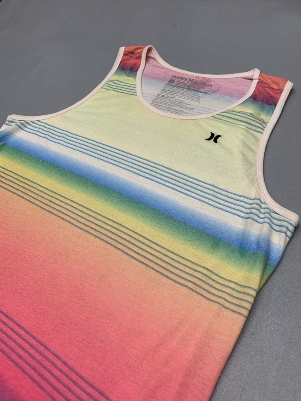 Hurley Kids Gradient Rainbow Stripe Tank Top - Pink, Blue, Yellow, Green